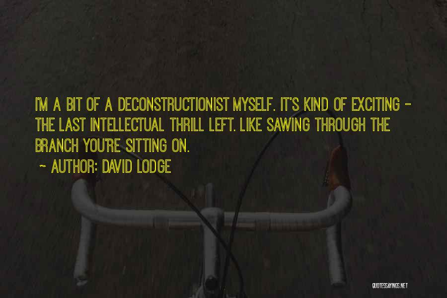 David Lodge Quotes: I'm A Bit Of A Deconstructionist Myself. It's Kind Of Exciting - The Last Intellectual Thrill Left. Like Sawing Through