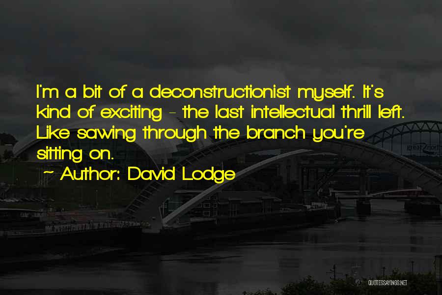 David Lodge Quotes: I'm A Bit Of A Deconstructionist Myself. It's Kind Of Exciting - The Last Intellectual Thrill Left. Like Sawing Through