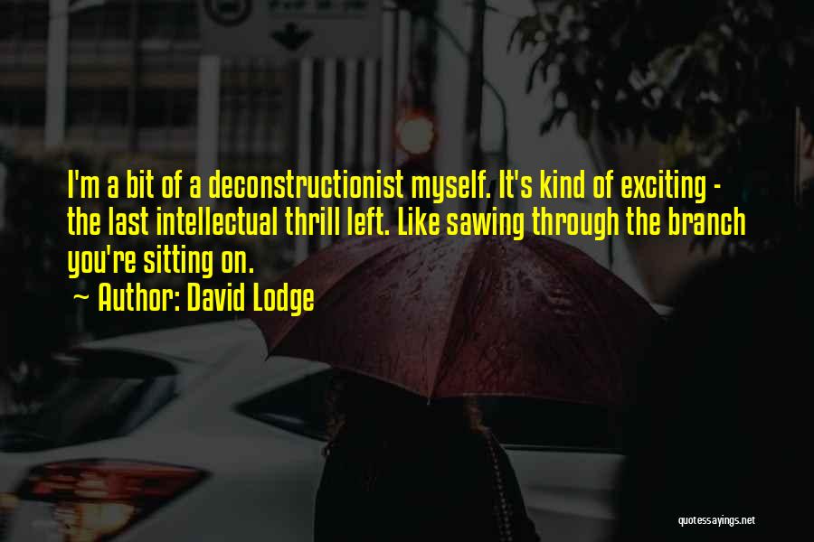 David Lodge Quotes: I'm A Bit Of A Deconstructionist Myself. It's Kind Of Exciting - The Last Intellectual Thrill Left. Like Sawing Through