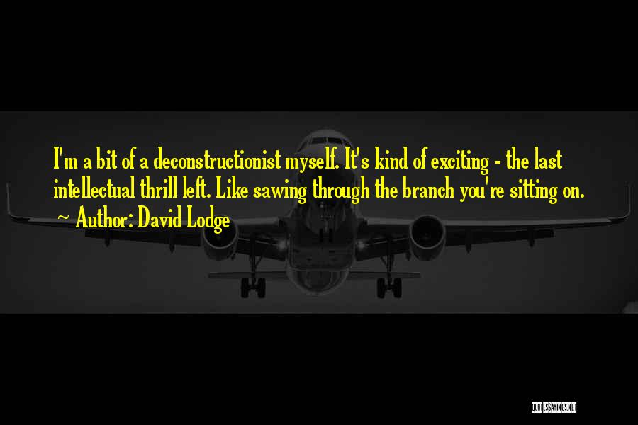 David Lodge Quotes: I'm A Bit Of A Deconstructionist Myself. It's Kind Of Exciting - The Last Intellectual Thrill Left. Like Sawing Through