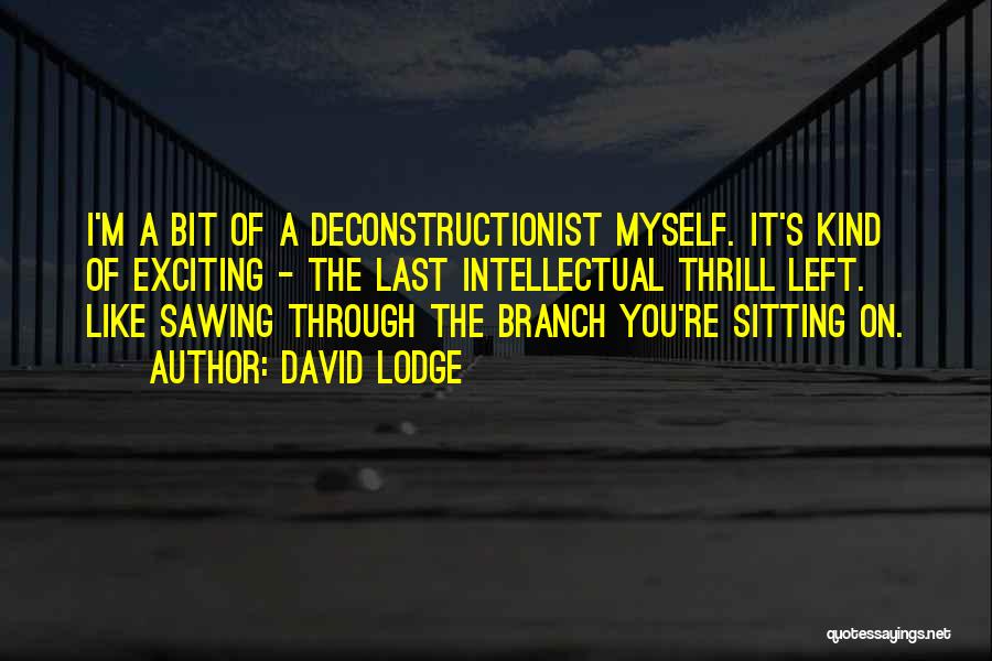 David Lodge Quotes: I'm A Bit Of A Deconstructionist Myself. It's Kind Of Exciting - The Last Intellectual Thrill Left. Like Sawing Through