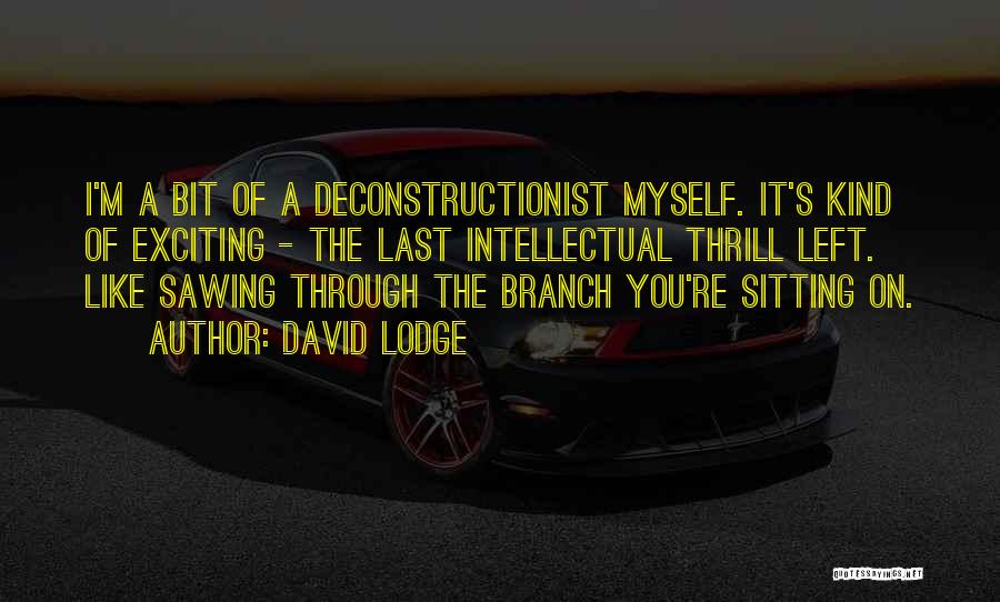 David Lodge Quotes: I'm A Bit Of A Deconstructionist Myself. It's Kind Of Exciting - The Last Intellectual Thrill Left. Like Sawing Through