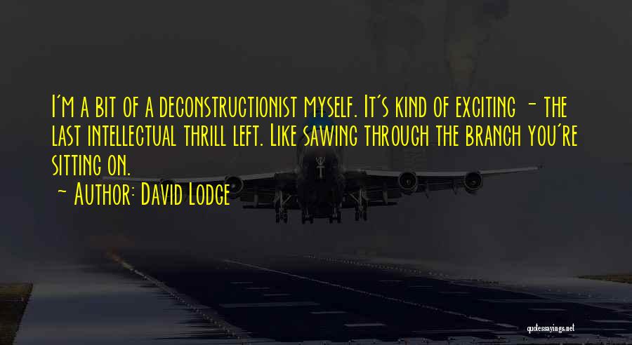 David Lodge Quotes: I'm A Bit Of A Deconstructionist Myself. It's Kind Of Exciting - The Last Intellectual Thrill Left. Like Sawing Through