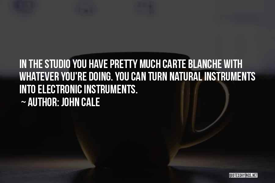 John Cale Quotes: In The Studio You Have Pretty Much Carte Blanche With Whatever You're Doing. You Can Turn Natural Instruments Into Electronic