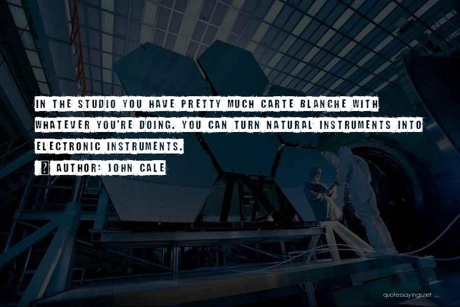 John Cale Quotes: In The Studio You Have Pretty Much Carte Blanche With Whatever You're Doing. You Can Turn Natural Instruments Into Electronic