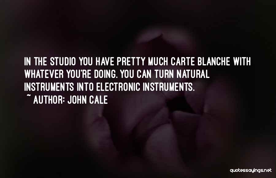 John Cale Quotes: In The Studio You Have Pretty Much Carte Blanche With Whatever You're Doing. You Can Turn Natural Instruments Into Electronic