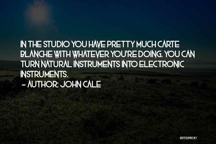 John Cale Quotes: In The Studio You Have Pretty Much Carte Blanche With Whatever You're Doing. You Can Turn Natural Instruments Into Electronic