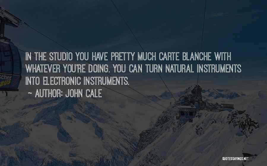 John Cale Quotes: In The Studio You Have Pretty Much Carte Blanche With Whatever You're Doing. You Can Turn Natural Instruments Into Electronic