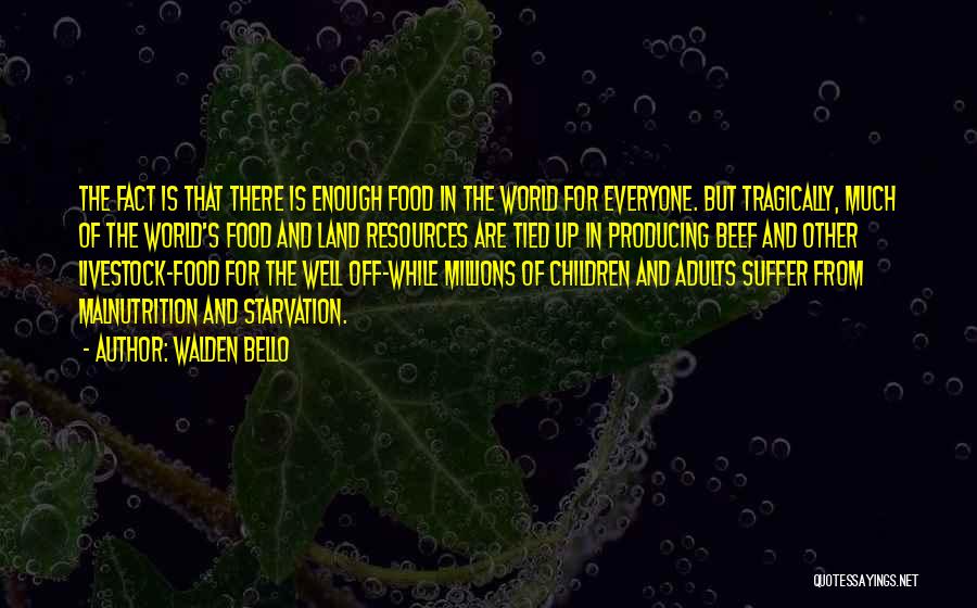 Walden Bello Quotes: The Fact Is That There Is Enough Food In The World For Everyone. But Tragically, Much Of The World's Food