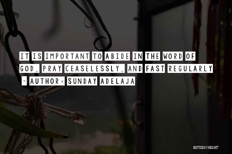 Sunday Adelaja Quotes: It Is Important To Abide In The Word Of God, Pray Ceaselessly, And Fast Regularly