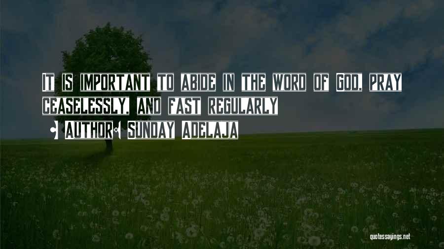 Sunday Adelaja Quotes: It Is Important To Abide In The Word Of God, Pray Ceaselessly, And Fast Regularly