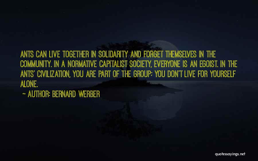 Bernard Werber Quotes: Ants Can Live Together In Solidarity And Forget Themselves In The Community. In A Normative Capitalist Society, Everyone Is An