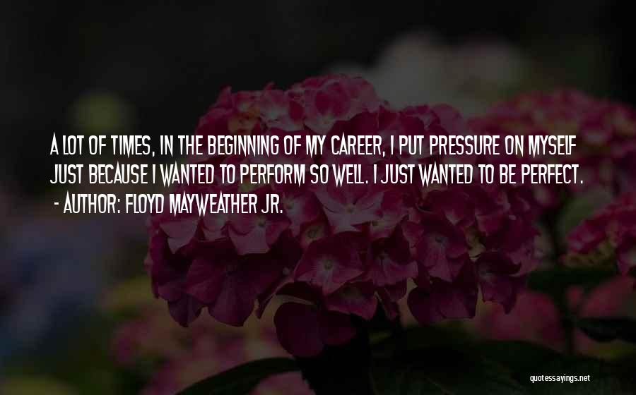 Floyd Mayweather Jr. Quotes: A Lot Of Times, In The Beginning Of My Career, I Put Pressure On Myself Just Because I Wanted To