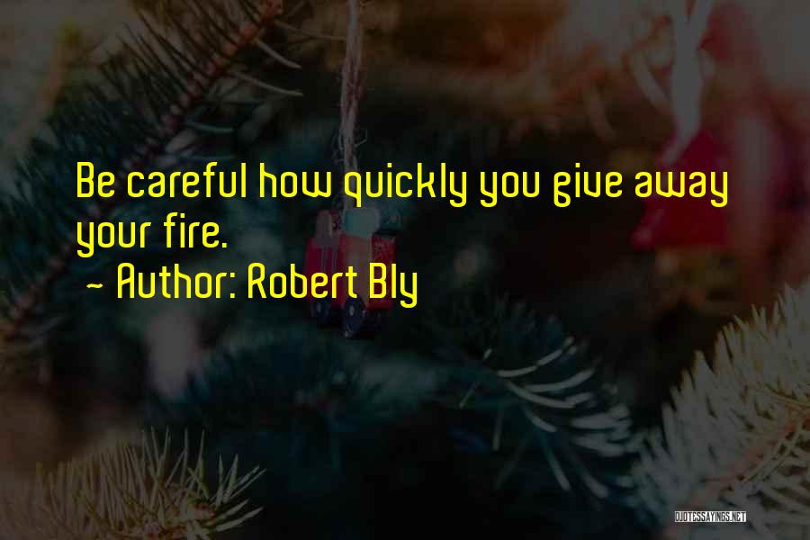 Robert Bly Quotes: Be Careful How Quickly You Give Away Your Fire.