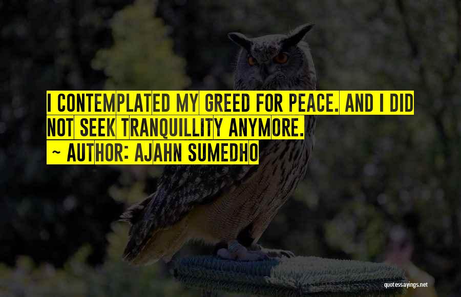 Ajahn Sumedho Quotes: I Contemplated My Greed For Peace. And I Did Not Seek Tranquillity Anymore.