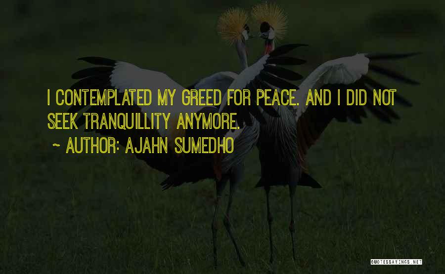 Ajahn Sumedho Quotes: I Contemplated My Greed For Peace. And I Did Not Seek Tranquillity Anymore.