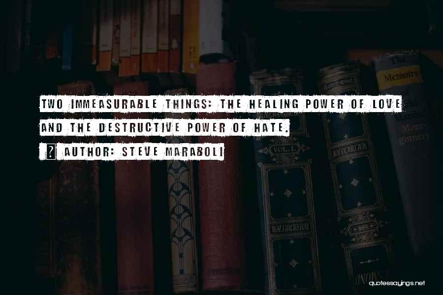 Steve Maraboli Quotes: Two Immeasurable Things: The Healing Power Of Love And The Destructive Power Of Hate.