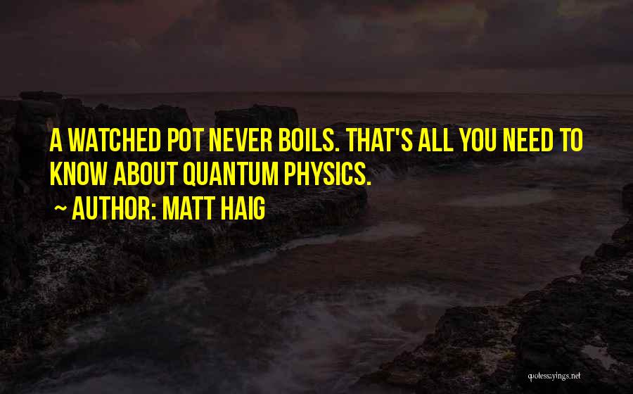 Matt Haig Quotes: A Watched Pot Never Boils. That's All You Need To Know About Quantum Physics.