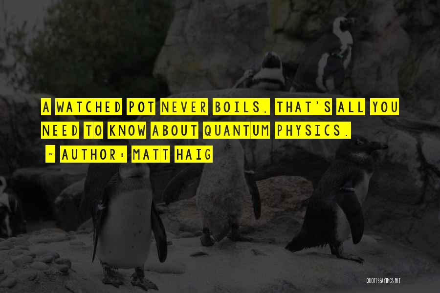 Matt Haig Quotes: A Watched Pot Never Boils. That's All You Need To Know About Quantum Physics.