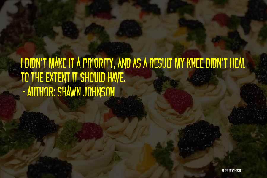 Shawn Johnson Quotes: I Didn't Make It A Priority, And As A Result My Knee Didn't Heal To The Extent It Should Have.