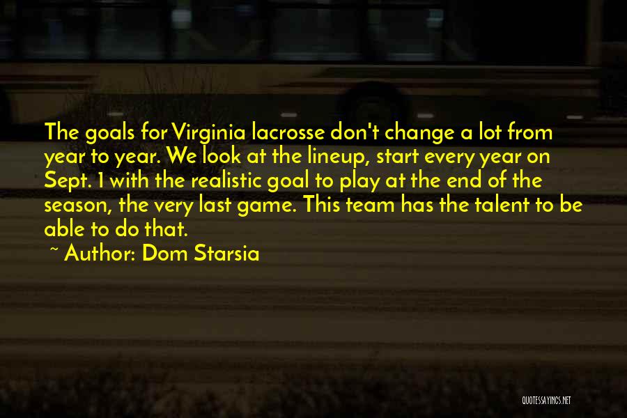 Dom Starsia Quotes: The Goals For Virginia Lacrosse Don't Change A Lot From Year To Year. We Look At The Lineup, Start Every