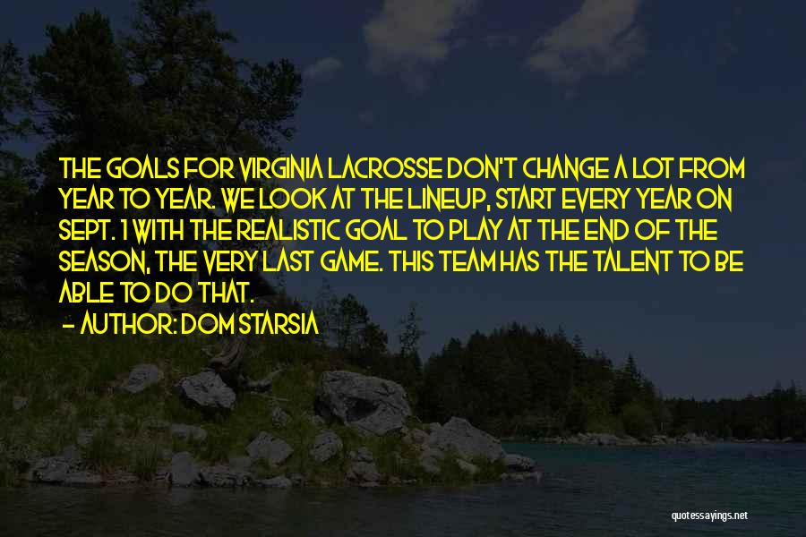 Dom Starsia Quotes: The Goals For Virginia Lacrosse Don't Change A Lot From Year To Year. We Look At The Lineup, Start Every