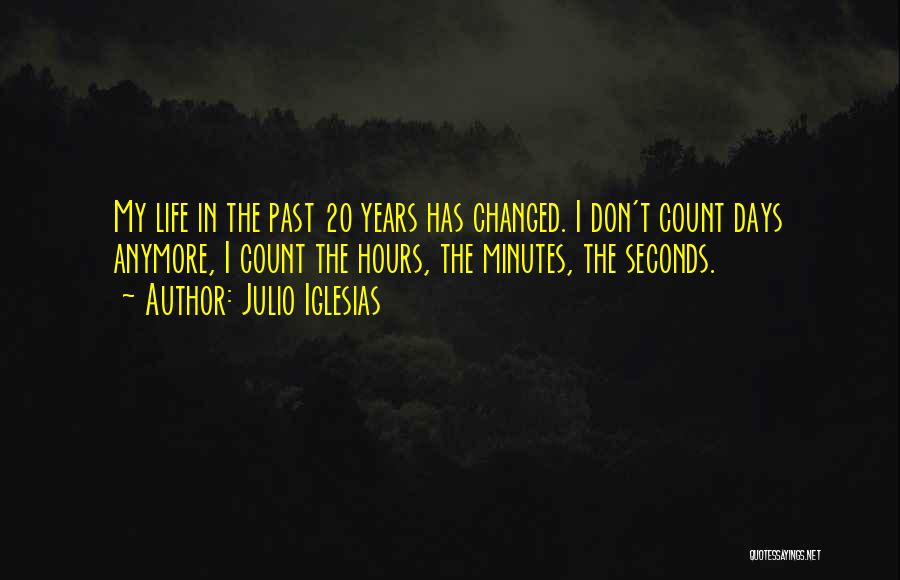 Julio Iglesias Quotes: My Life In The Past 20 Years Has Changed. I Don't Count Days Anymore, I Count The Hours, The Minutes,