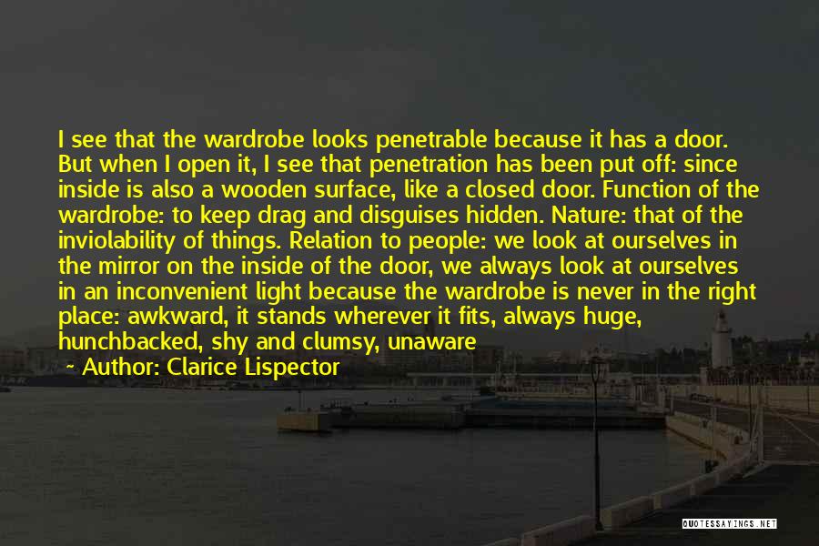 Clarice Lispector Quotes: I See That The Wardrobe Looks Penetrable Because It Has A Door. But When I Open It, I See That