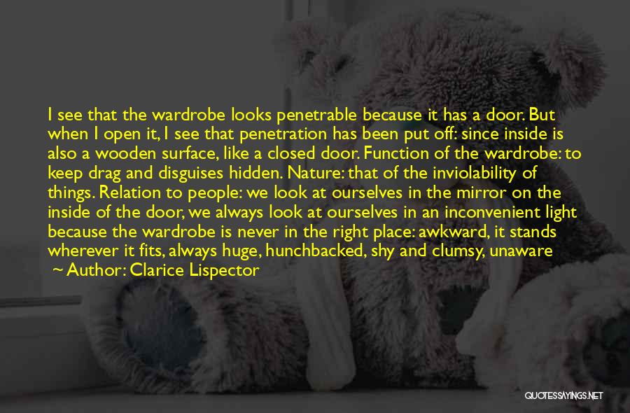 Clarice Lispector Quotes: I See That The Wardrobe Looks Penetrable Because It Has A Door. But When I Open It, I See That