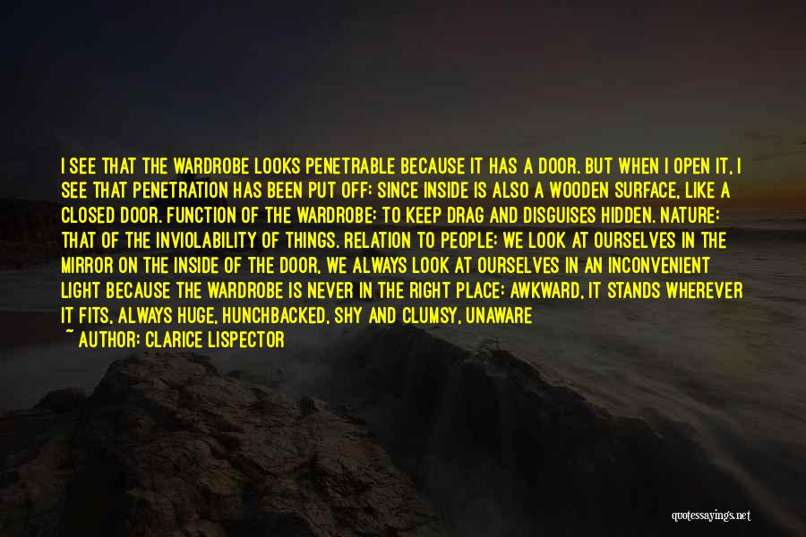 Clarice Lispector Quotes: I See That The Wardrobe Looks Penetrable Because It Has A Door. But When I Open It, I See That