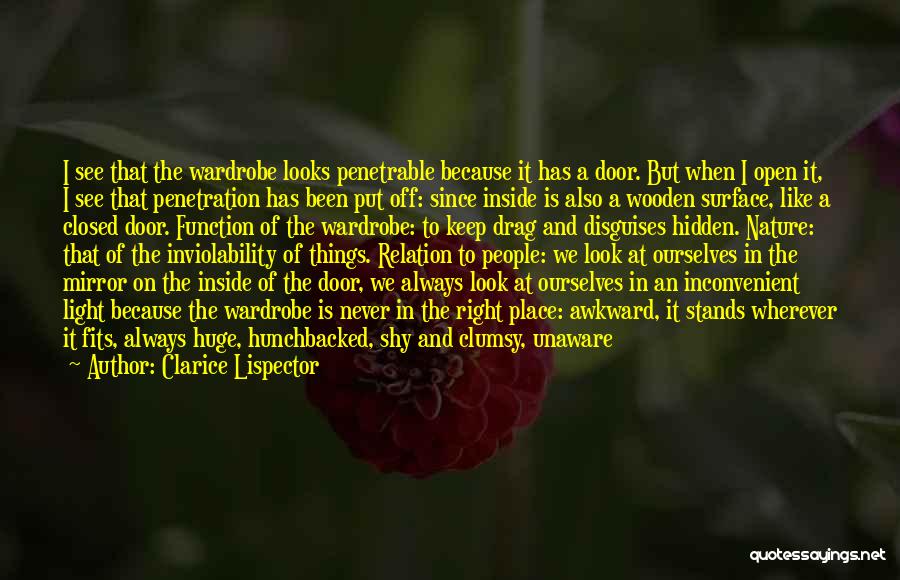 Clarice Lispector Quotes: I See That The Wardrobe Looks Penetrable Because It Has A Door. But When I Open It, I See That