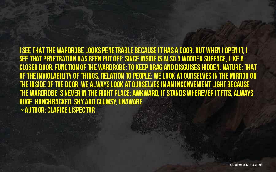 Clarice Lispector Quotes: I See That The Wardrobe Looks Penetrable Because It Has A Door. But When I Open It, I See That