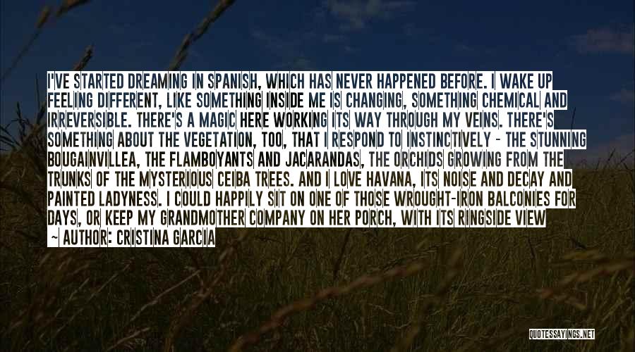 Cristina Garcia Quotes: I've Started Dreaming In Spanish, Which Has Never Happened Before. I Wake Up Feeling Different, Like Something Inside Me Is