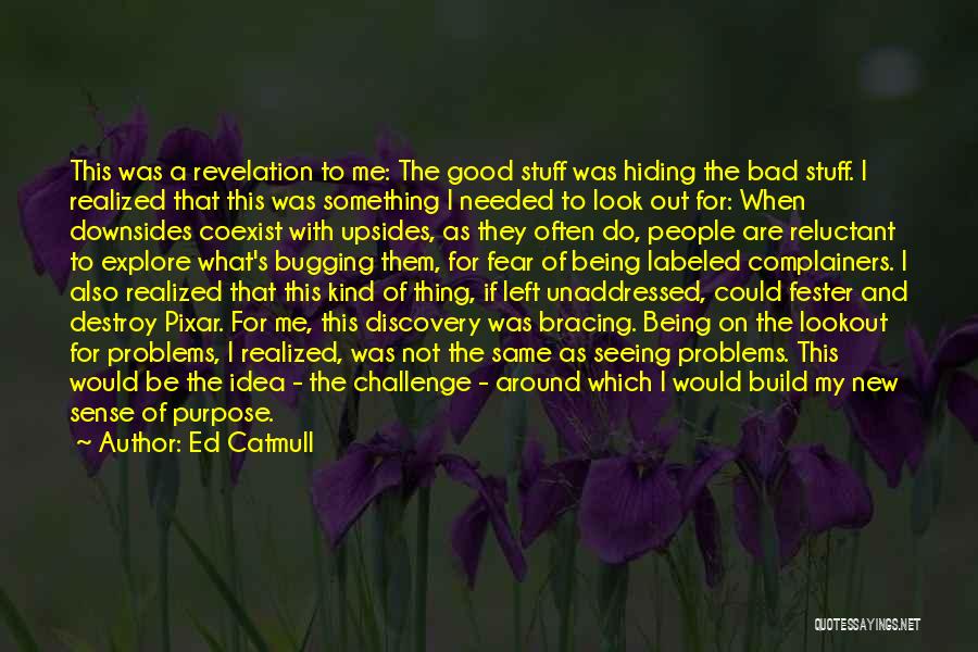 Ed Catmull Quotes: This Was A Revelation To Me: The Good Stuff Was Hiding The Bad Stuff. I Realized That This Was Something