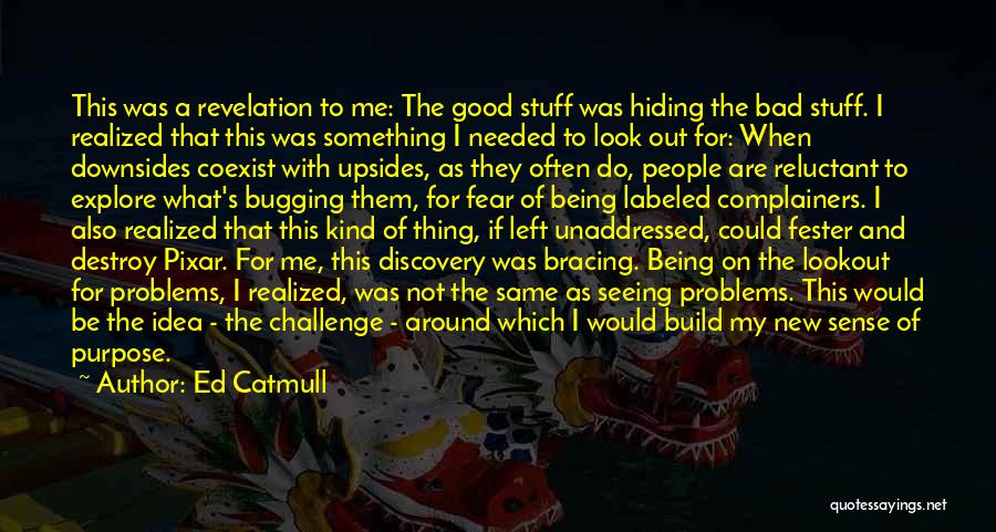 Ed Catmull Quotes: This Was A Revelation To Me: The Good Stuff Was Hiding The Bad Stuff. I Realized That This Was Something