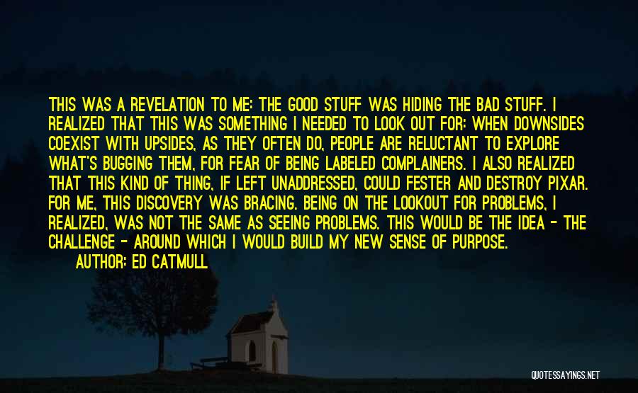 Ed Catmull Quotes: This Was A Revelation To Me: The Good Stuff Was Hiding The Bad Stuff. I Realized That This Was Something