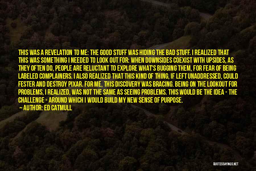 Ed Catmull Quotes: This Was A Revelation To Me: The Good Stuff Was Hiding The Bad Stuff. I Realized That This Was Something