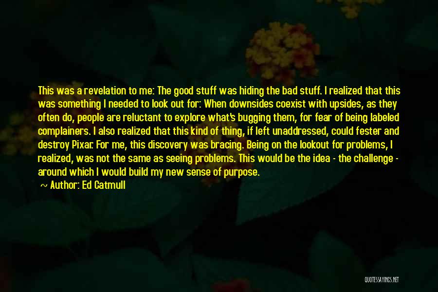 Ed Catmull Quotes: This Was A Revelation To Me: The Good Stuff Was Hiding The Bad Stuff. I Realized That This Was Something