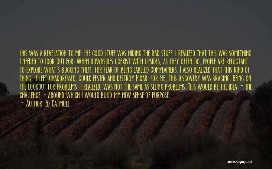 Ed Catmull Quotes: This Was A Revelation To Me: The Good Stuff Was Hiding The Bad Stuff. I Realized That This Was Something