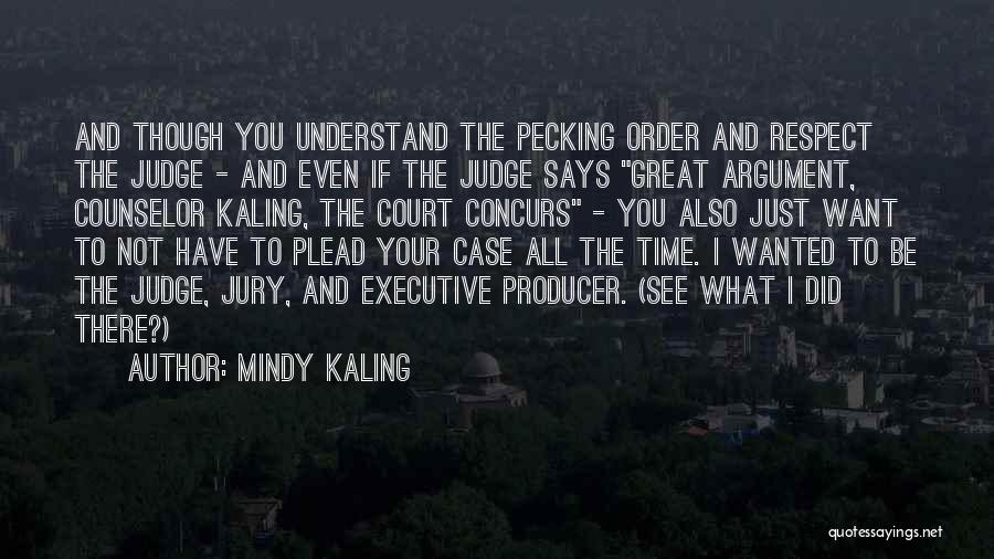 Mindy Kaling Quotes: And Though You Understand The Pecking Order And Respect The Judge - And Even If The Judge Says Great Argument,