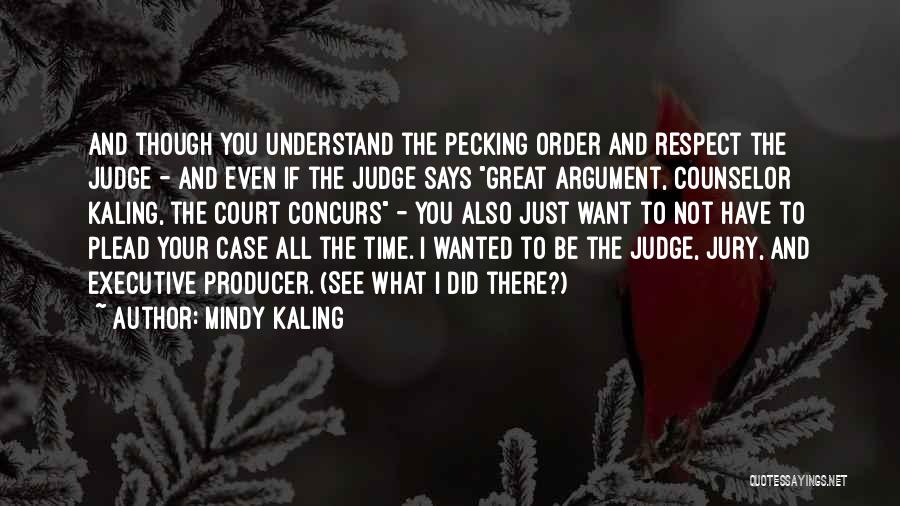Mindy Kaling Quotes: And Though You Understand The Pecking Order And Respect The Judge - And Even If The Judge Says Great Argument,
