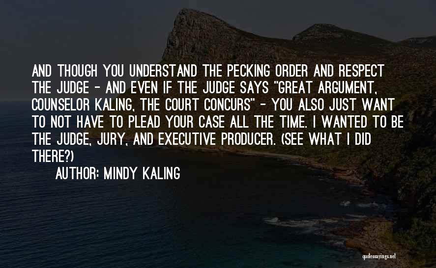 Mindy Kaling Quotes: And Though You Understand The Pecking Order And Respect The Judge - And Even If The Judge Says Great Argument,