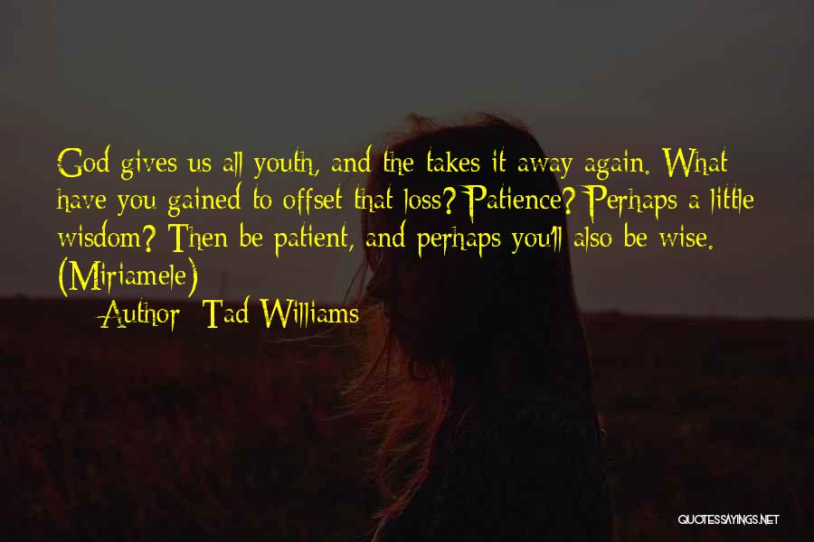 Tad Williams Quotes: God Gives Us All Youth, And The Takes It Away Again. What Have You Gained To Offset That Loss? Patience?