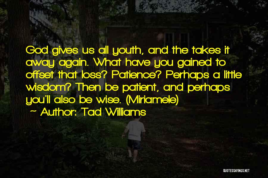 Tad Williams Quotes: God Gives Us All Youth, And The Takes It Away Again. What Have You Gained To Offset That Loss? Patience?