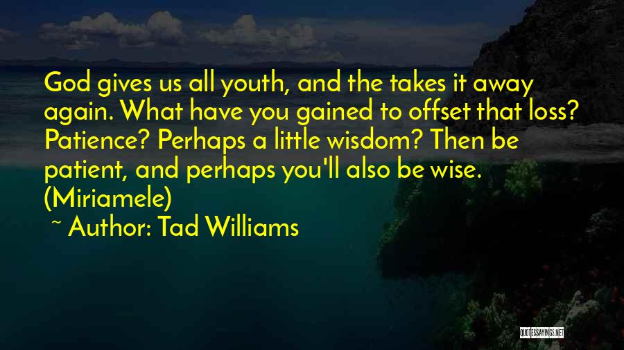 Tad Williams Quotes: God Gives Us All Youth, And The Takes It Away Again. What Have You Gained To Offset That Loss? Patience?