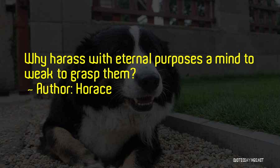 Horace Quotes: Why Harass With Eternal Purposes A Mind To Weak To Grasp Them?