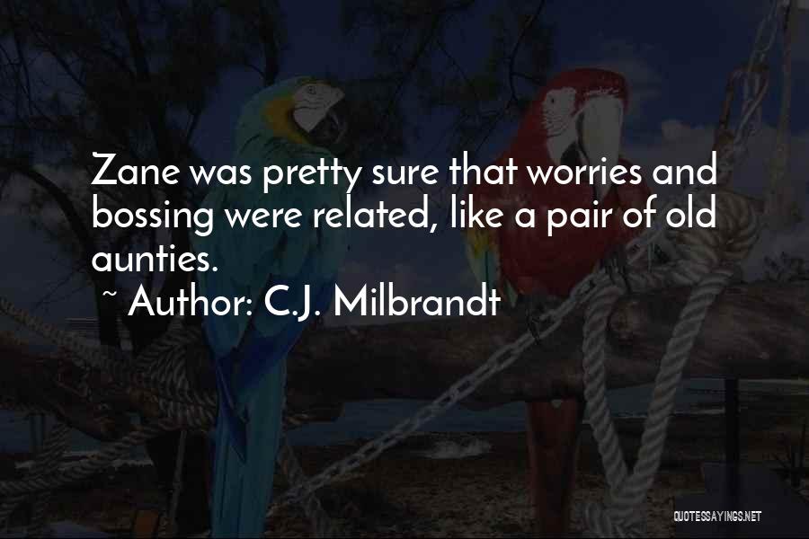 C.J. Milbrandt Quotes: Zane Was Pretty Sure That Worries And Bossing Were Related, Like A Pair Of Old Aunties.