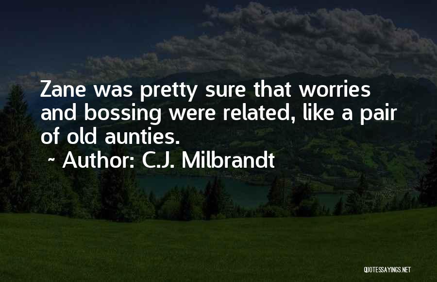 C.J. Milbrandt Quotes: Zane Was Pretty Sure That Worries And Bossing Were Related, Like A Pair Of Old Aunties.