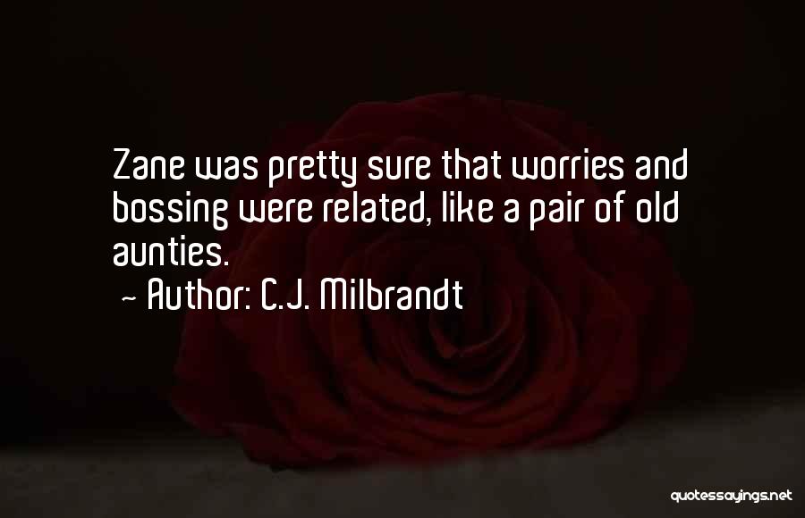 C.J. Milbrandt Quotes: Zane Was Pretty Sure That Worries And Bossing Were Related, Like A Pair Of Old Aunties.