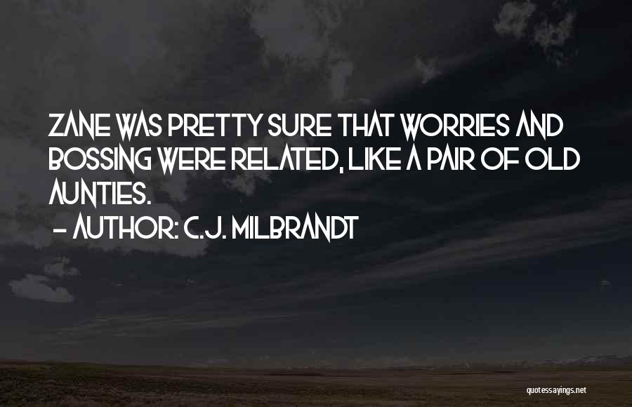 C.J. Milbrandt Quotes: Zane Was Pretty Sure That Worries And Bossing Were Related, Like A Pair Of Old Aunties.